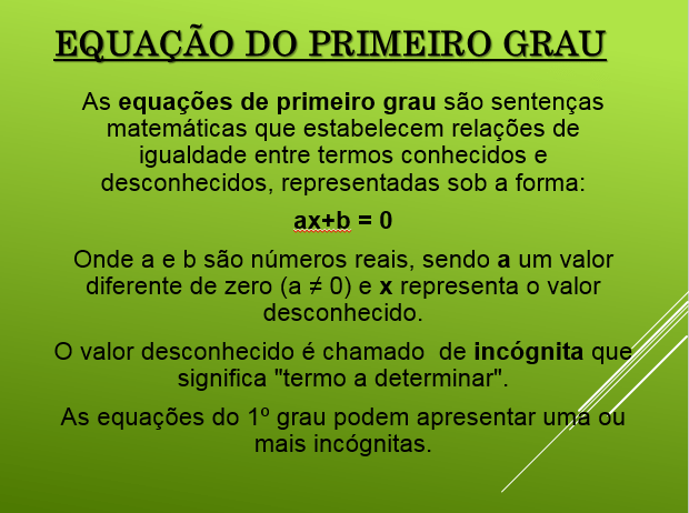 Equação Do 1° Grau