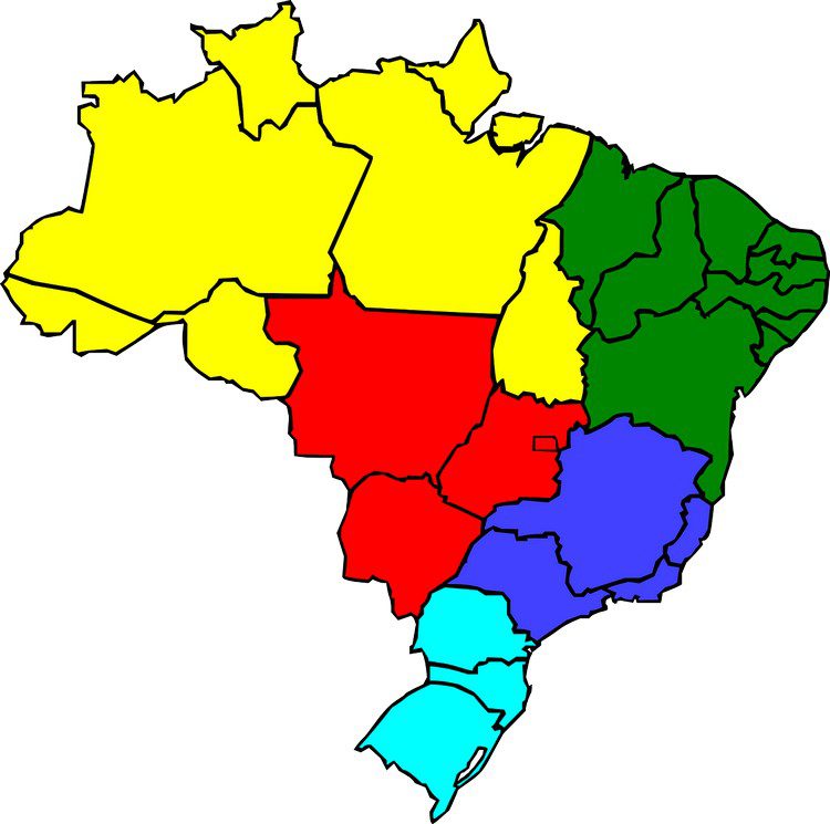 Geografia Xou: Divisão regional do Brasil: Mapas e histórico das divisões