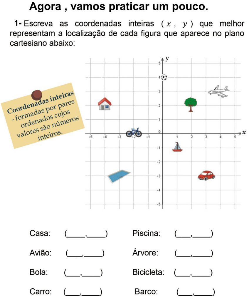 Plano cartesiano atividades 5º ano - Loja da Coruja Pedagógica