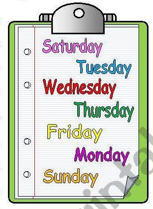 Dias da semana em inglês - Days of the week