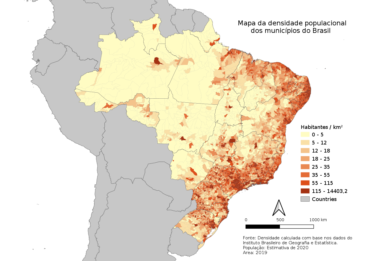 Mapa Da Densidade Demográfica Do Brasil - BINKEDU