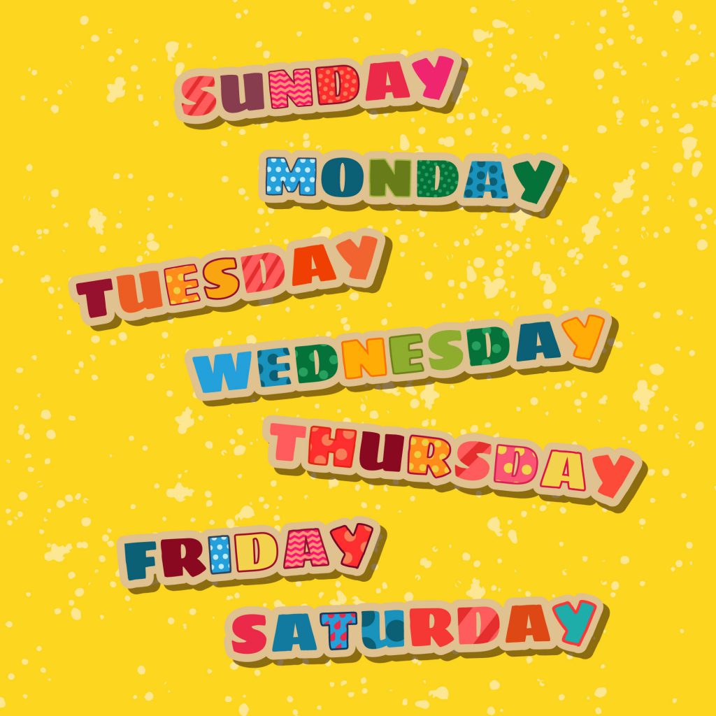 Língua Inglesa – Days of the week and months of the year: Dias da semana e  meses do ano – Conexão Escola SME